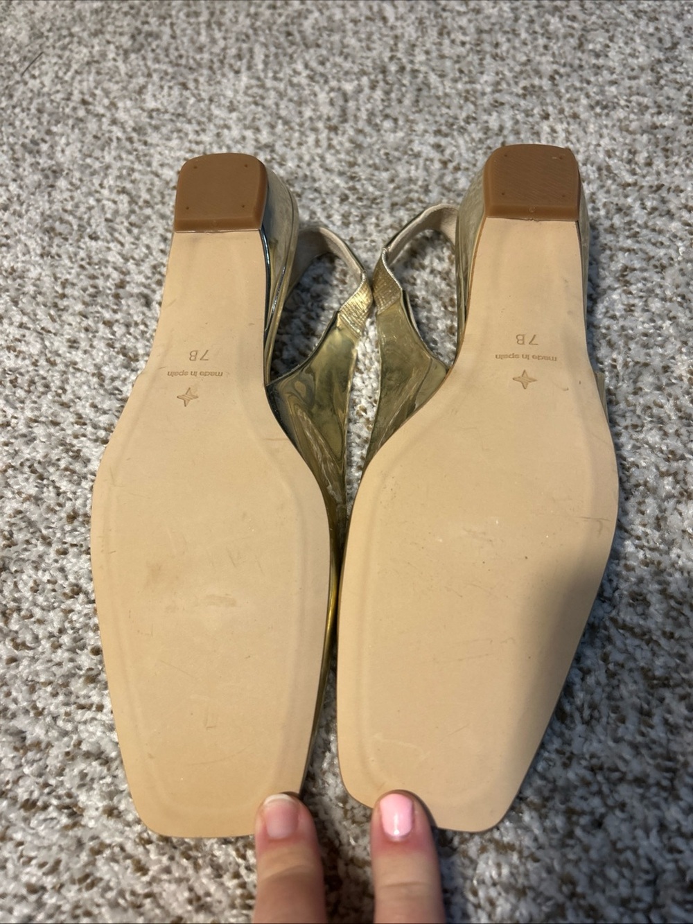 Tuckernuck Metallic Gold Square-Toe Slingback Flats WORN ONCE - Picture 3 of 3